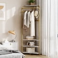 thumbnail image 1 of Modern Corner Hall Tree - Freestanding Coat Rack with 12 Hooks, 3-Tier Shelves & Shoe Bench, Heavy Duty Entryway Storage, 1 of 8