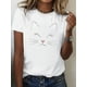 thumbnail image 1 of Camiseta de mujer de algodón puro para uso diario: manga corta, cuello redondo y detalles de estampado sutiles, 1 pieza, camiseta informal, 1 of 7