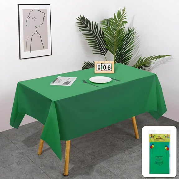 Disposable Square Plastic Table Cover, Wipe-Clean Material for Easy Maintenance, Solid Color Design, Perfect for Parties, Dinners or Outdoor Gatherings, 72*53.9in, E