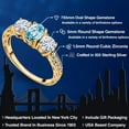 thumbnail image 2 of Gem Stone King 18K Yellow Gold Plated Silver 3-Stone Ring Oval Zircon Moissanite (2.37 Cttw), 2 of 6