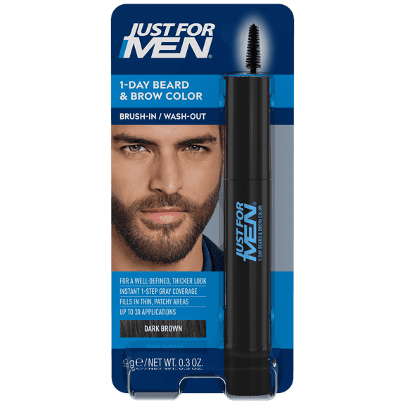 Just for Men 1-Day Beard & Brow Color, Darkest Brown, 0.3 oz
