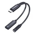 thumbnail image 1 of LEEYNEER USB C to 3.5mm Headphone and Charger Adapter 2 in 1 USB C to Aux Audio Jack with PD 60W Fast Charging Dongle Cable Cord Compatible with S22/S21/S20/S20+ Ultra  Pixel 5/4/3 XL(Gra, 1 of 8