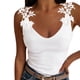 thumbnail image 1 of Gibobby Blusa de verano de encaje sexy Tops Color Playa Sin mangas Moda de mujer Blusa de mujer sólida(Blanco,CH), 1 of 5
