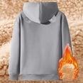 thumbnail image 7 of FAOWME Womens Hoodies With Pocket Long Sleeve Solid Color Zipper Plush Thickened Comfortable Fashion Sweatshirts For Autumn Winter Daily Wear Light Gray S, 7 of 7