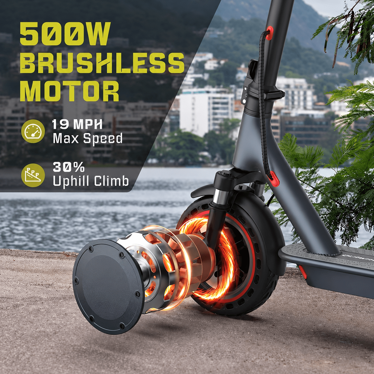 10" Electric Scooter Adults Max 22MPH Sport Escooter 500W Motor, Electric Scooter 22 Miles Range, Max Load 265 LBS/APP Control