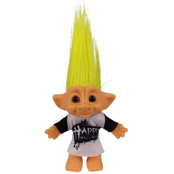 Lucky Troll Dolls, Vintage Troll Dolls Cromático Adorable para colecciones, proyectos escolares, artes y manualidades, regalos de fiesta, pelos amarillos de 7,5 pulgadas de alto (incluye la longitud d