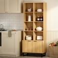 thumbnail image 7 of EYYTHUNG Farmhouse Bookshelf with Doors Cabinet, 71" Tall Storage Cabinet Bookcase 4 Tier Adjustable Shelves Storage Wooden Book Case, Natural Oak, 2pcs, 7 of 7
