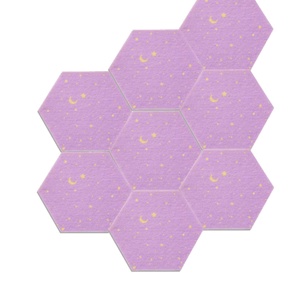 Aosijia Felt Hexagon Bulletin Board with 40 Push Pins Pack of 8 Notice Boards Self Adhesive for
