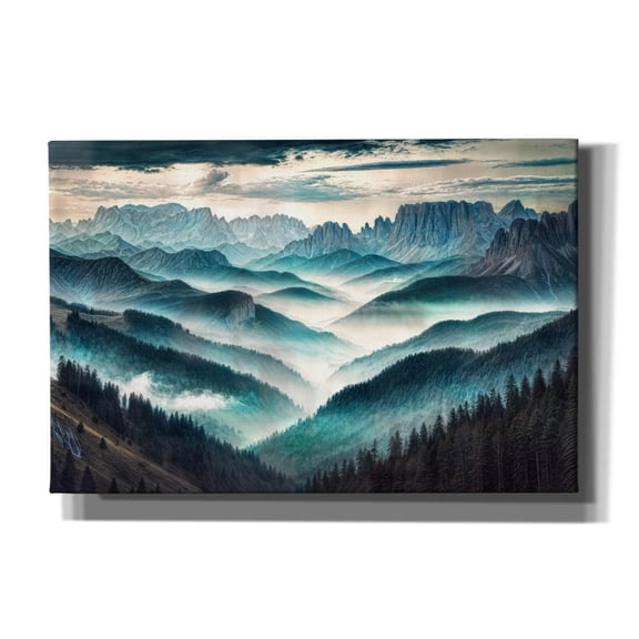 Epic Graffiti 'Foggy Mountains Landscape' by Rey Klimt Canvas Wall Art, 18" x 12"