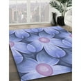 thumbnail image 3 of Ahgly Company Machine Washable Indoor Round Transitional Jeans Blue Area Rugs, 6' Round, 3 of 7
