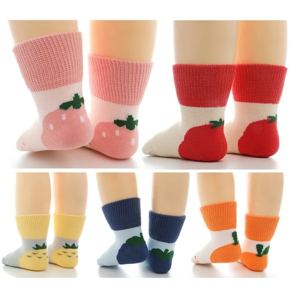 Fraobbg 5 Pairs Baby Boys Girls Cotton Crew Socks Soft Cozy Ankle Socks for Newborn Infant Toddlers