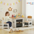 thumbnail image 2 of Qaba 3 Piece Kids Table and Chair Set with 6 Removable Drawers, Natural, 2 of 10