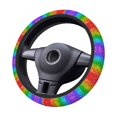 thumbnail image 2 of Susaid Glitter Rainbow Print Elastic Car Steering Wheel Cover, 15 Inches Breathable Vehicle Steer Wheel Protector, Universal for SUV, Truck, 2 of 6