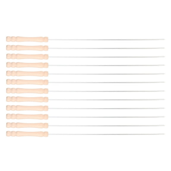 PAMINGONO Light Brown Barbecue Skewers Round Home BBQ Party Holders 12Pcs 15In