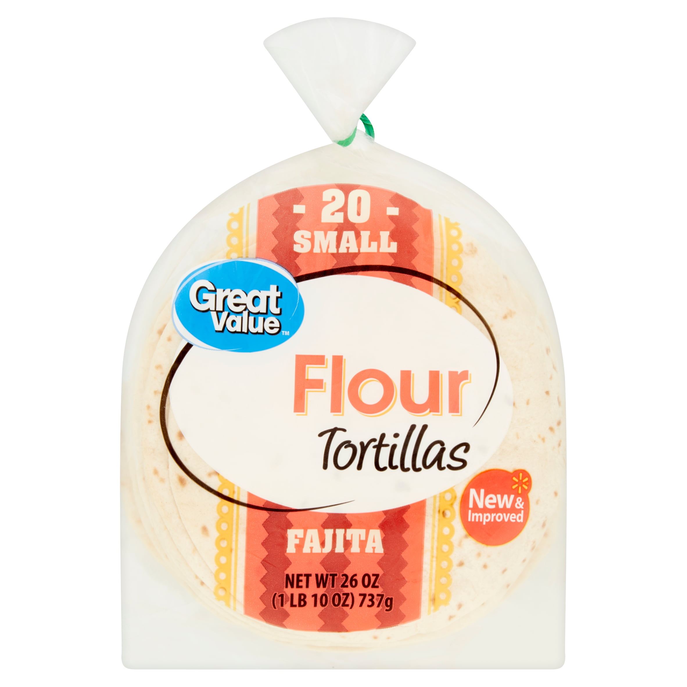 Great Value Small Fajita Flour Tortillas, 20 count, 26 oz