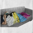 thumbnail image 6 of Gymnastics Soft Flannel Fleece Throw Blanket, Teenager Silhouette Ribbon Dancing on an Abstract Stripes Background, Cozy Plush for Indoor and Outdoor Use, 70" x 90", Multicolor, by Ambesonne, 6 of 6