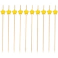 thumbnail image 2 of 100 palillos desechables con diseño de estrella para frutas, cócteles, bebidas, suministros para fiestas, tenedores de bambú (amarillos), 2 of 7