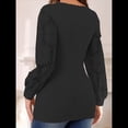 thumbnail image 4 of Camisas de Larga para Mujer, Blusas Florales de Encaje, Blusas Casuales de Punto con Escote Corazón, Blusas Elegantes Tipo Túnica Negro XL, 4 of 7