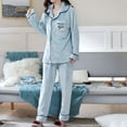 thumbnail image 2 of Feancey Winter Savings Womens Winter Pajamas Sets Comfy Fleece Warm Loungewear Set Button Down Casual Flannel Sleepwear with Pants Pjs Two Piece Blue XXL, 2 of 8