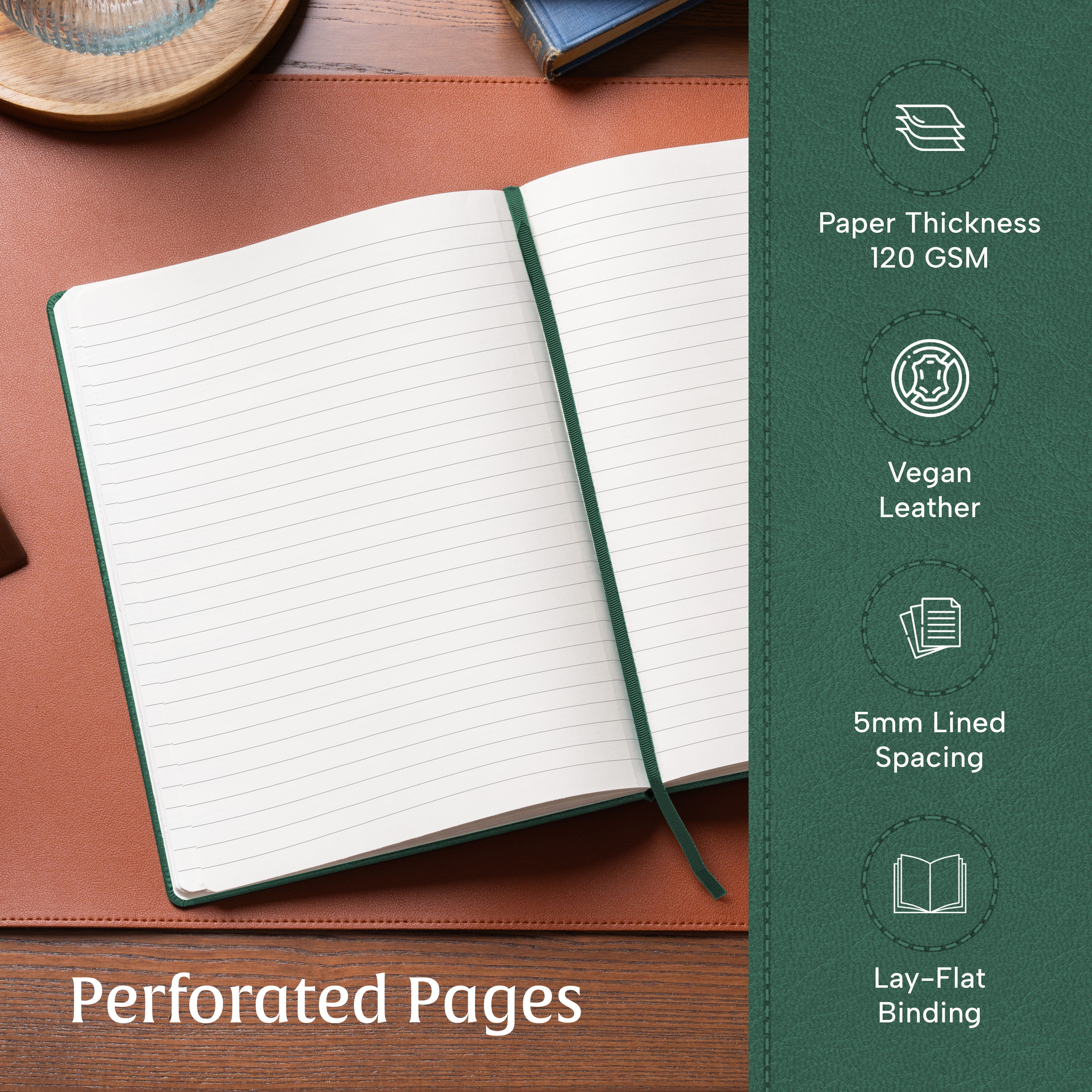 BEECHMORE BOOKS Lined Journal Notebook, 8.5 x 11.5 inch, A4 160 Lined Pages, Hardcover Leather Journals for Women, Men, Writing and Notebooks for Work - 120 GSM Thick Paper, Gifts Box Included
