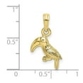 thumbnail image 2 of 12.3mm 10k Solid Yellow Gold 3-d Textured Polished Toucan Bird Charm Pendant Necklace for Women, 2 of 2