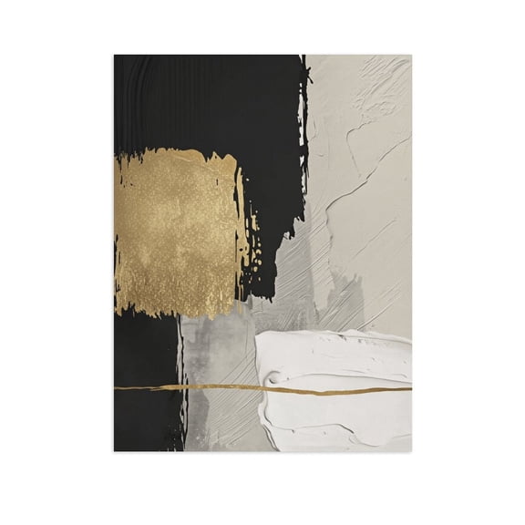 Potopok Black White Gold Minimalist Canvas Wall Art, Modern Abstract Print for Hallway Bedroom, 12x16in