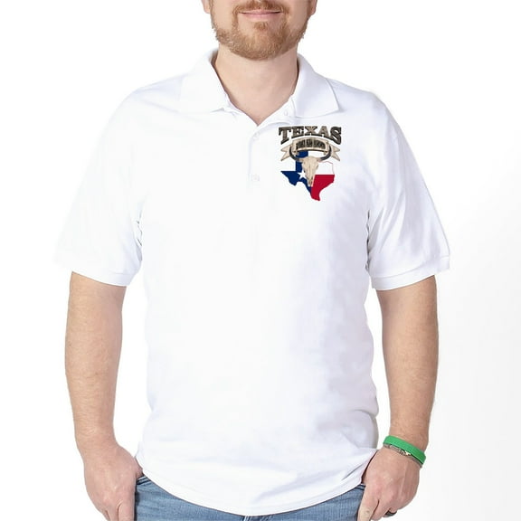 CafePress - Bull Skull Texas Pride Golf Shirt - Golf Shirt, Pique Knit Golf Polo