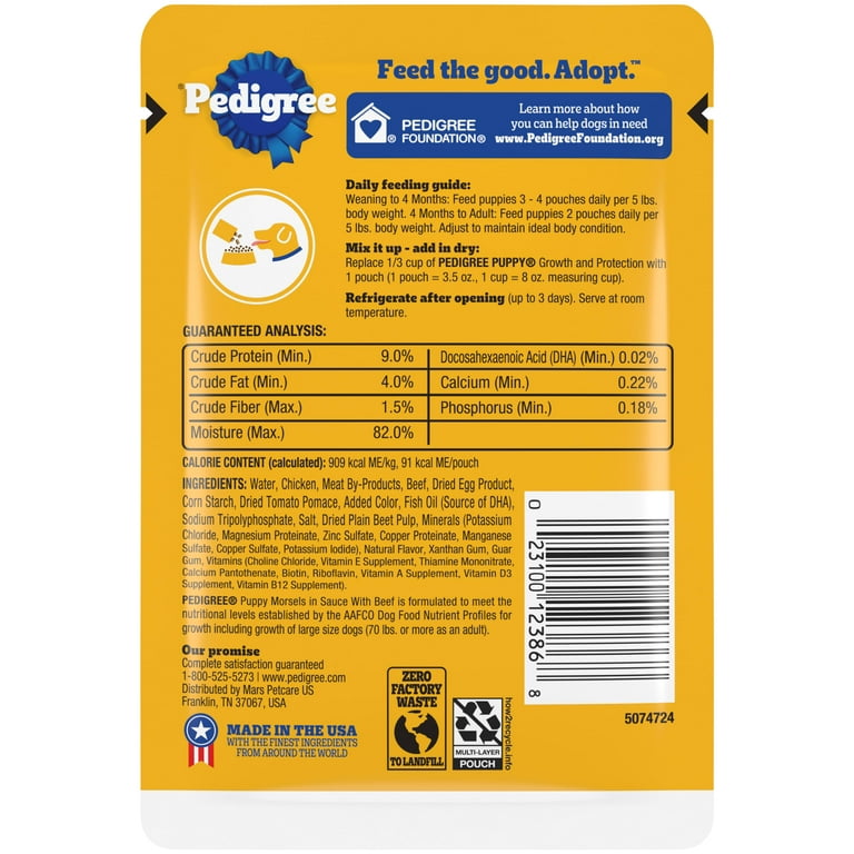 Pedigree puppy pouches feeding guide hot sale