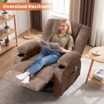 thumbnail image 2 of JMYMRY Recliner Chair, Swivel Rocker Recliner for Adults, Recliner Chair with Heat and Massage, Manual Recliner with Cup Holders for Living Room, Brown, 2 of 12