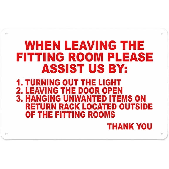 Fitting Rooms Rules Sign - 12×8 Inches, Aluminum Tin Warning Sign, Home Outdoor Garden Business Decor