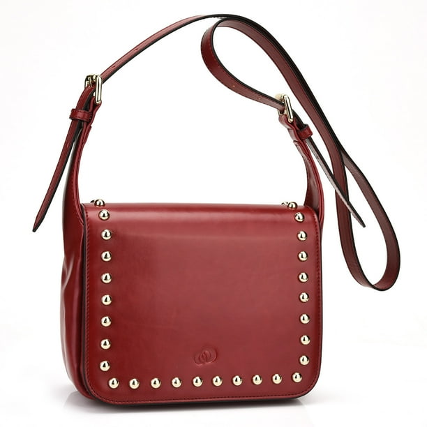 KroO Women's Studded Leather Saddle BagCrossbody Purse with