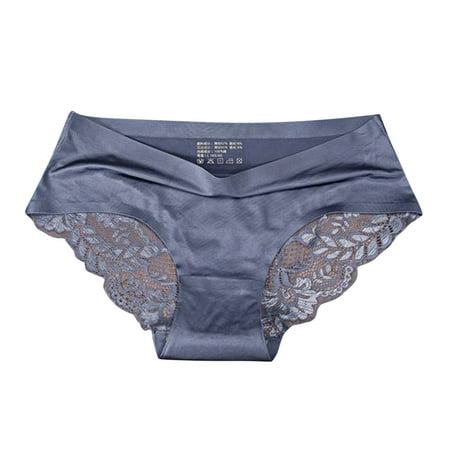 

Women Panties Breathable Ice Silk Texture Seamless Brief Briefs Panties Mid Waist Lace Ladies Panties 2023