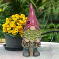 thumbnail image 2 of Alpine Corporation 19"H Garden Gnome with Red Hat Holding “Welcome” Sign, 2 of 6