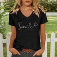 thumbnail image 2 of DHFJKG Women V Neck Top Short Sleeve T Shirt Casual Letter Graphic Tee Crew Neck Daily Wear Comfortable Summer Tshirts Trendy Tops, 2 of 4