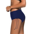 thumbnail image 4 of Women's Blue Drawstring Ruched Sides High Waist Swim Panty, 4 of 9