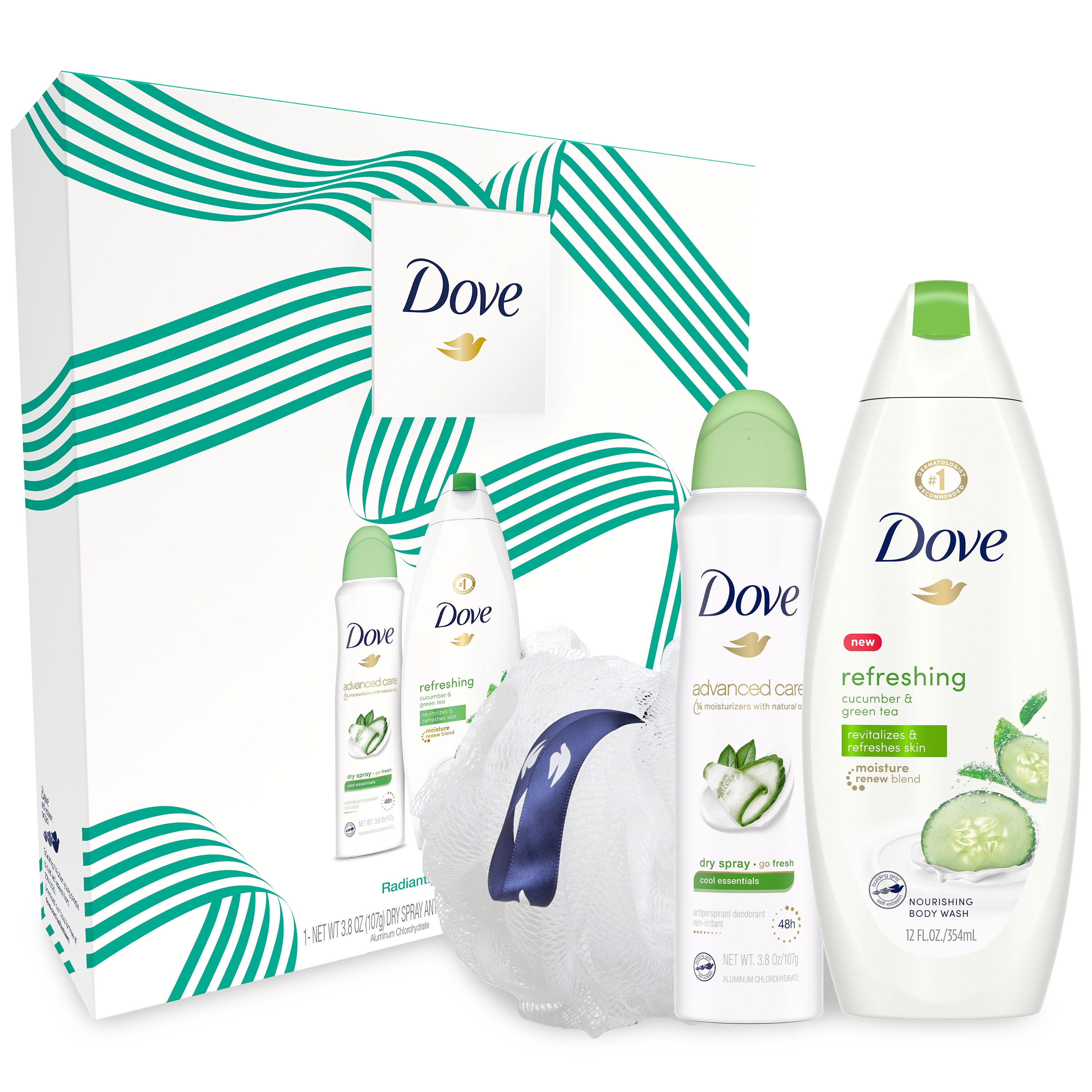 (12 Value) Dove Radiantly Refreshing Holiday Gift Set (Body Wash, Dry