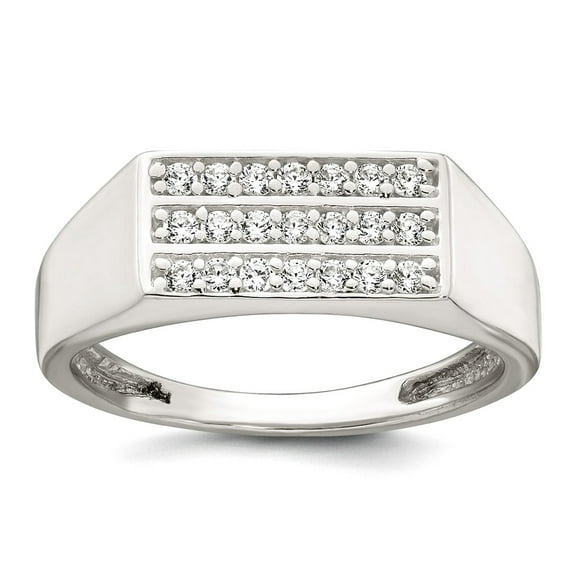 2.5 To 7.55 (tapered)mm 925 Sterling Silver Polished CZ Rectangular Mens Signet Ring Size 11 Ring for Men