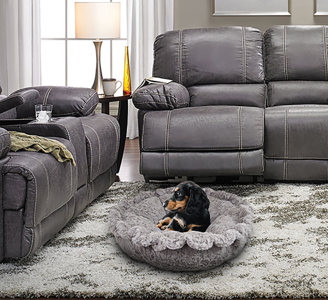 Bessie and Barnie Ultra Plush Serenity Grey / Blue Sky Deluxe Dog/Pet Cuddle Pod Bed - Walmart