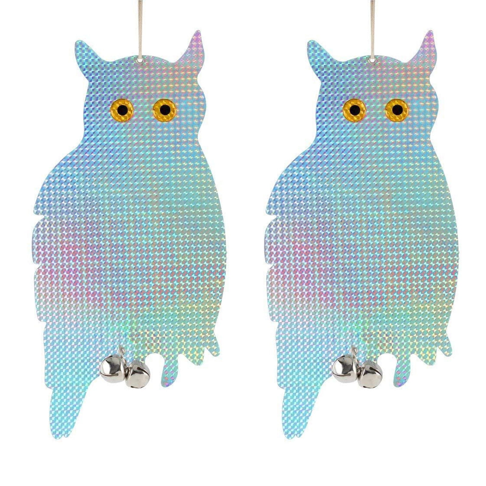 Aktudy 2 Pack Owl Decoy Bird Repellent Scarecrow Hanging Reflective for Garden