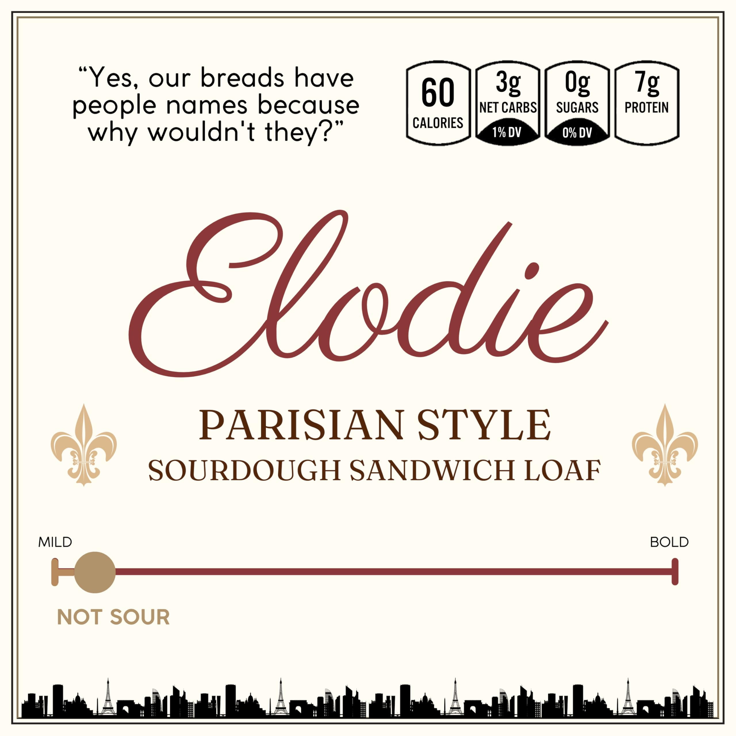 Dr. B's Elodie Parisian Style White Sourdough Sandwich Bread | 3g Net Carbs & 7g Protein | Low Calorie, Vegan, Sugar Free, Nut Free | Fresh Sliced Keto & Low Carb Bread Loaf (3 Pack (16 oz))