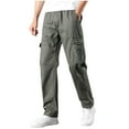thumbnail image 2 of Handshe Men's Teen Boys Slim Fit Cargo Pants with Elastic Waist & Multiple Pockets - Solid Color Everyday Wear Utility Design,Plus Size, 2 of 6