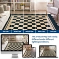 thumbnail image 6 of HIWEAVER Black 5' x 7' Scalloped-edge Easy Jute Area Rug for Living Room Modern Bordered Plaid Indoor Outdoor Neutral Carpet for Patios Non Slip Washable Throw Mat for Home Decor, 6 of 6