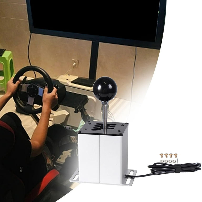 H Gear Shifter PC USB Simulator Shifter Sim Games PC Game Joysticks,  Durable Steering Wheel Simulator, USB Shifter for T300 , 7 Gear white