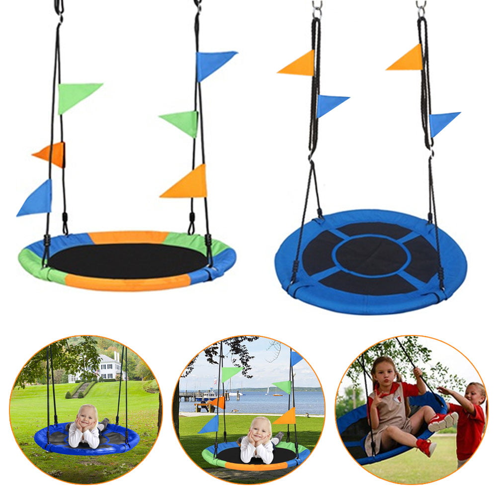 Kids Outdoor Playground Hanging Rope Nest Web Tree Swing Seat Set Yard Toys 