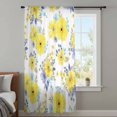 thumbnail image 3 of Yellow Watercolor Floral Sheer Curtains 84 Inches Long, Spring Flower Abstract Art Light Filering Curtains, Breathable Simi Curtain Privacy Drapes for Living Room Bedroom Lightweight Window Treatment, 3 of 9