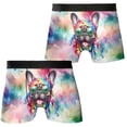 thumbnail image 3 of Hippie French Bulldog Portrait Watercolor Tie-Dye Vintage Styles All Over Print Boxer Briefs Underwear for Men Dad Dog Lover Gifts - 00014, 3 of 6