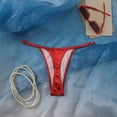 thumbnail image 4 of vigerkar Women's Metallic Bikini Bottoms Shiny Swimwear Bottom Low Waist Adjustable Waist Bathing Suit Thong (Red, L), 4 of 5