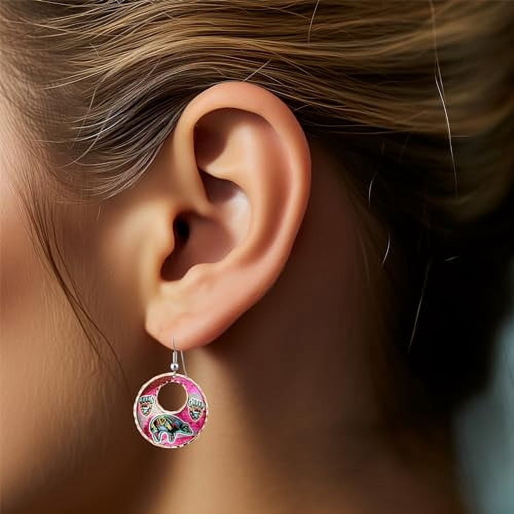 Copper Hoop Earrings featuring designs such as Wolves, Eagle, Bears, Cat, Dolphin, Horse, Inukshuk, Chief, Skull, Butterflies, Dragonflies, Kandinsky, Zuni, Sunburst, and Turtle (SunburstHoop)