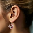 thumbnail image 4 of FRONT LINE JEWELRY Purple Flower Hoop Earrings for Women, Lavender Backdrop, Artisan Copper Hoops, Lavender Outfit Matching Accessories, Gift for Her (DaisyLavender), 4 of 32