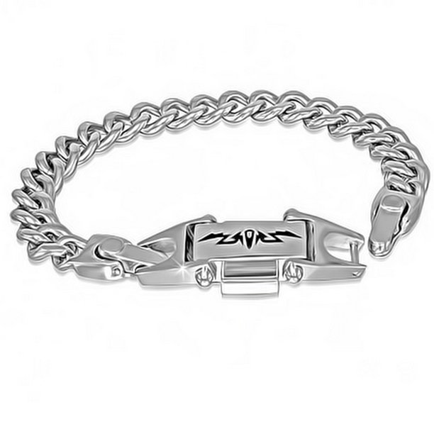 My Daily Styles Stainless Steel Silver BlackTone Mens Link Chain